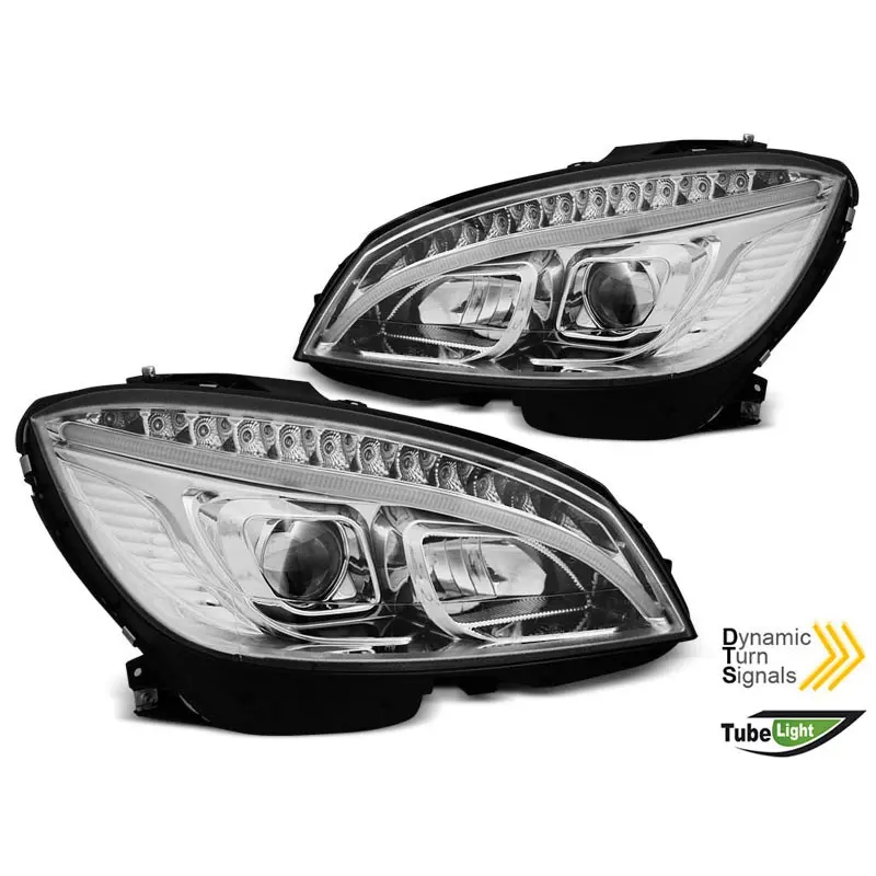 Frontlykter Mercedes-Benz C-Klasse (W204) 2007-2010 TUBE LIGHT CHROME SEQ