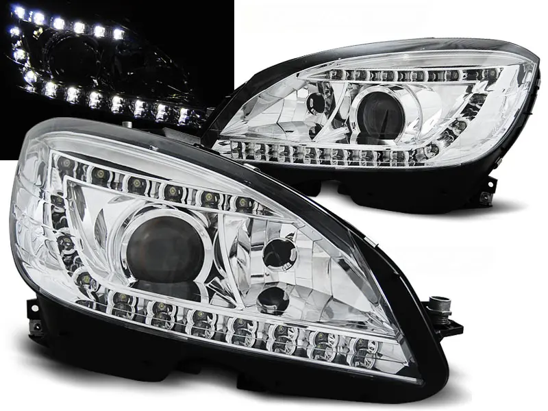 Frontlykter Mercedes-Benz C-Klasse (W204) 2007-2010 XENON DAYLIGHT CHROME 