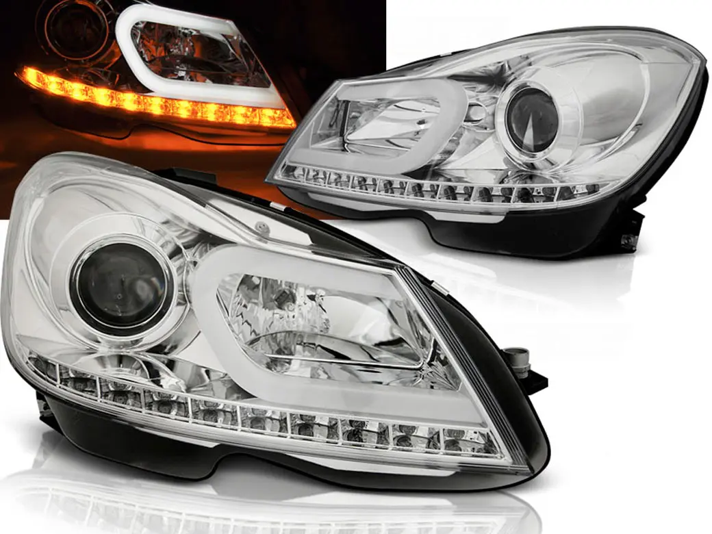 Frontlykter Mercedes-Benz C-Klasse (W204) 2011-2014 TUBE LIGHT CHROME