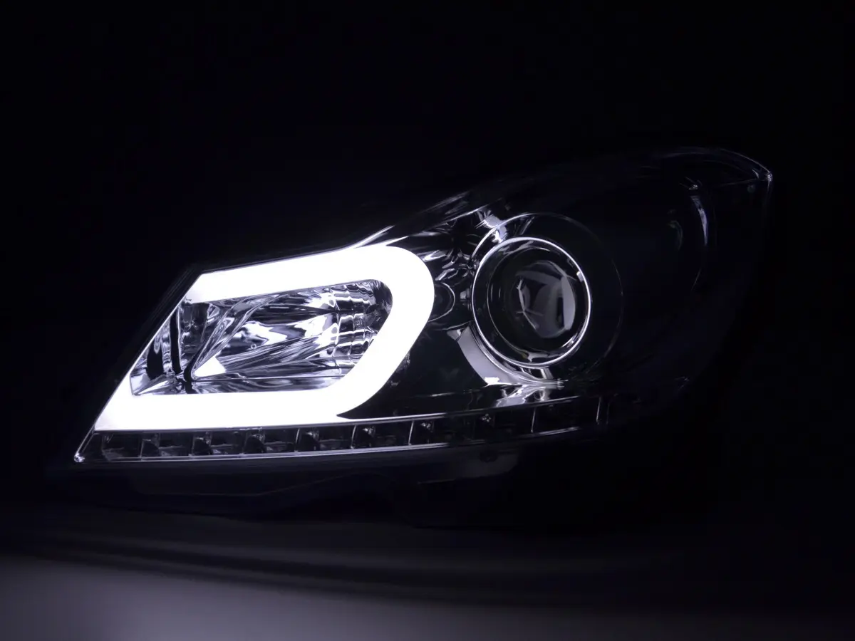 Frontlykter Mercedes-Benz C-Klasse (W204) 2011-2014 TUBE LIGHT CHROME – bilde 3