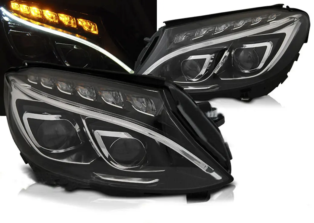 Frontlykter Mercedes-Benz C-Klasse (W205) 2014-2018 TRUE DRL BLACK