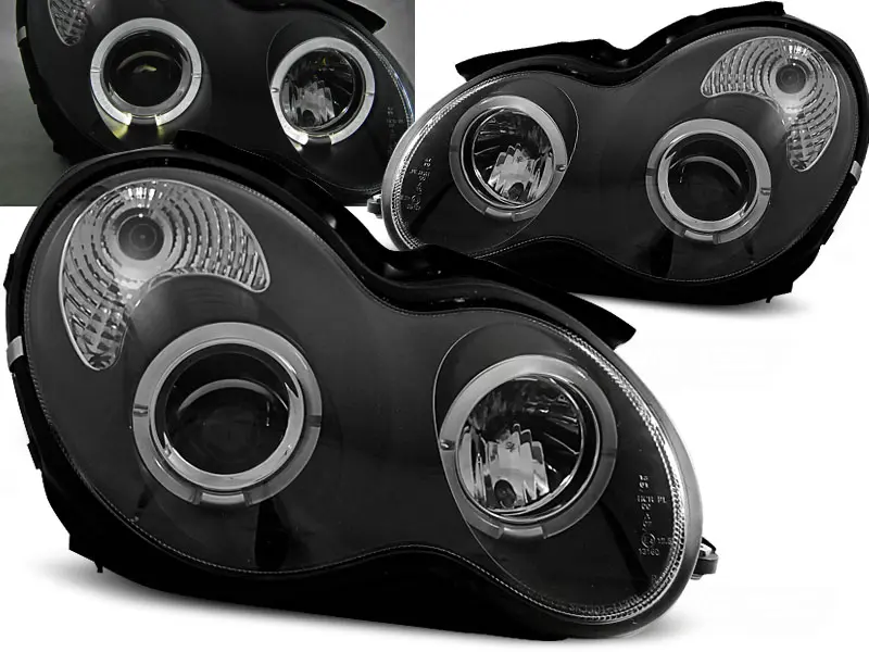 Frontlykter Mercedes-Benz C (W203/S203) 2000 - 2004 │ ANGEL EYES BLACK