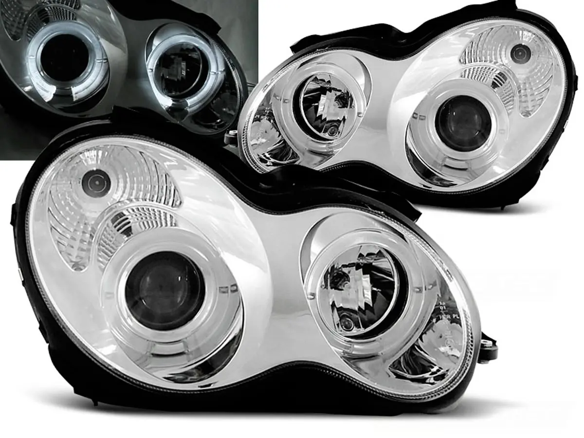 Frontlykter Mercedes-Benz C (W203/S203) 2000 - 2004 │ ANGEL EYES CHROME