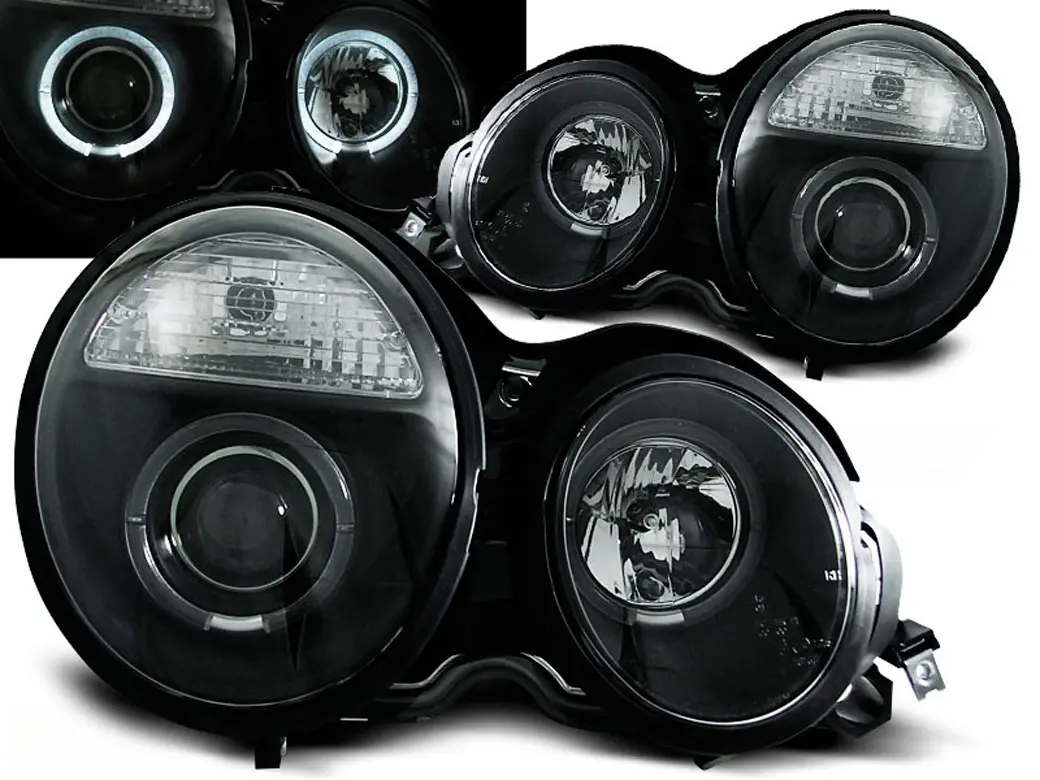 Frontlykter Mercedes-Benz E-Klasse (W210) 1995-1999 ANGEL EYES BLACK