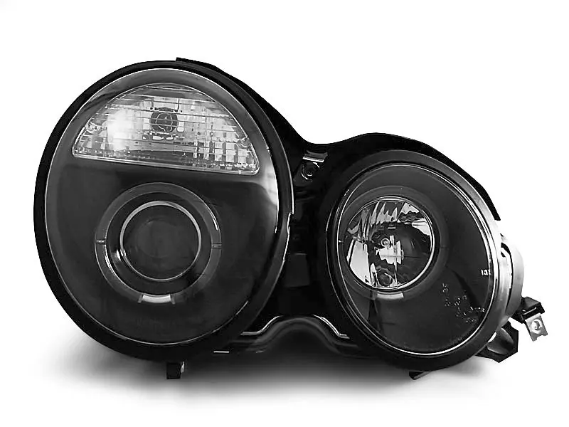 Frontlykter Mercedes-Benz E-Klasse (W210) 1995-1999 ANGEL EYES BLACK – bilde 2