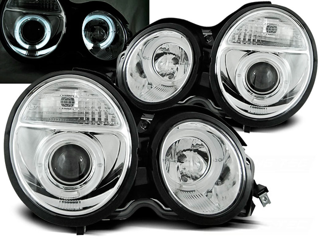 Frontlykter Mercedes-Benz E-Klasse (W210) 1995-1999 ANGEL EYES CHROME