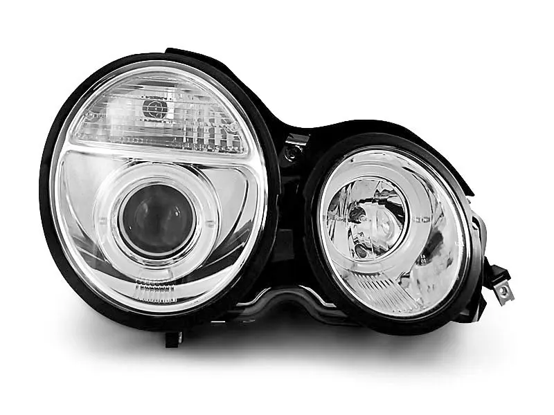 Frontlykter Mercedes-Benz E-Klasse (W210) 1995-1999 ANGEL EYES CHROME – bilde 2