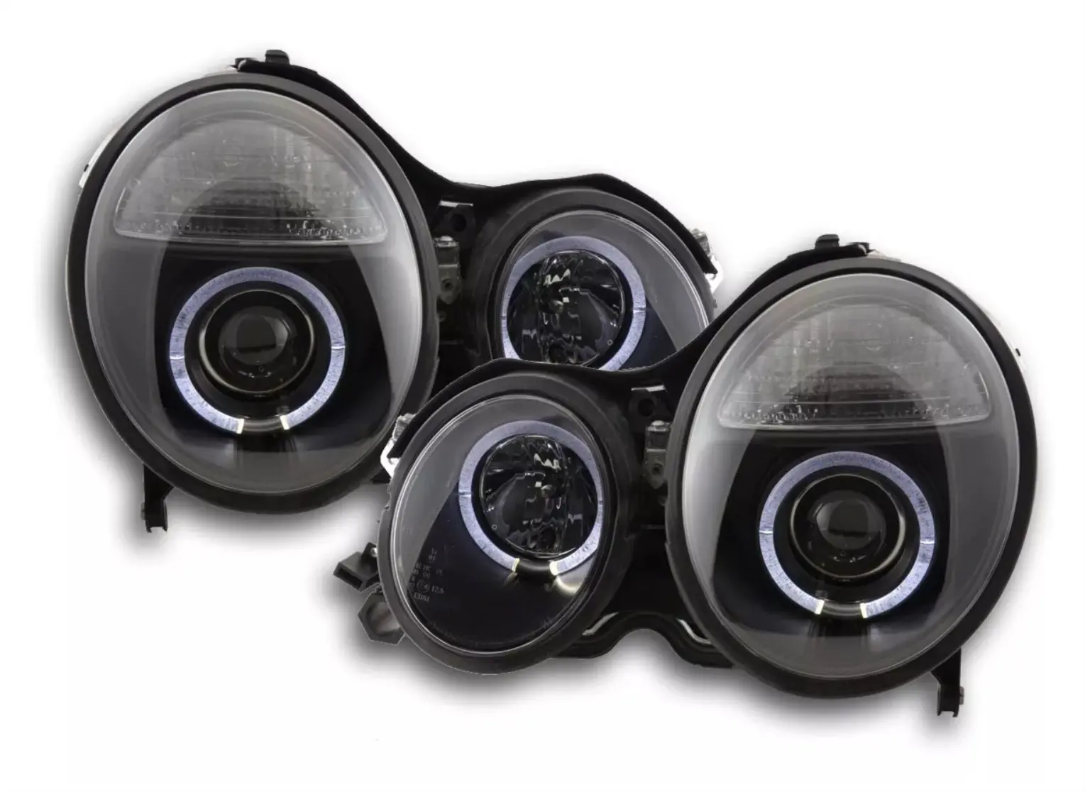 Frontlykter Mercedes-Benz E-Klasse (W210) 1999-2002 ANGEL EYES BLACK