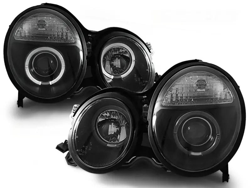Frontlykter Mercedes-Benz E-Klasse (W210) 1999-2002 ANGEL EYES BLACK – bilde 2