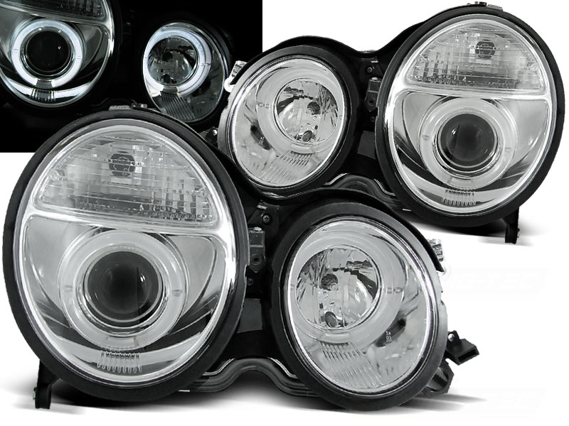 Frontlykter Mercedes-Benz E-Klasse (W210) 1999-2002 ANGEL EYES CHROME – bilde 2