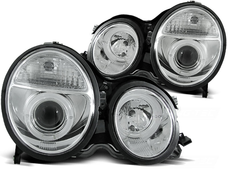 Frontlykter Mercedes-Benz E-Klasse (W210) 1999-2002 ANGEL EYES CHROME – bilde 4