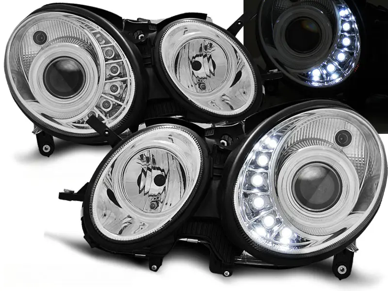 Frontlykter Mercedes-Benz E (W211 / S211) 2002 - 2006 │ DAYLIGHT CHROME – bilde 2