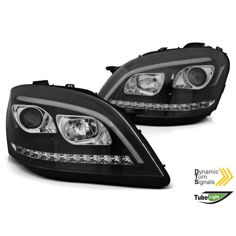 Frontlykter Mercedes-Benz M-Klasse (W164) 2005-2007 TUBE LIGHT BLACK SEQ – bilde 2