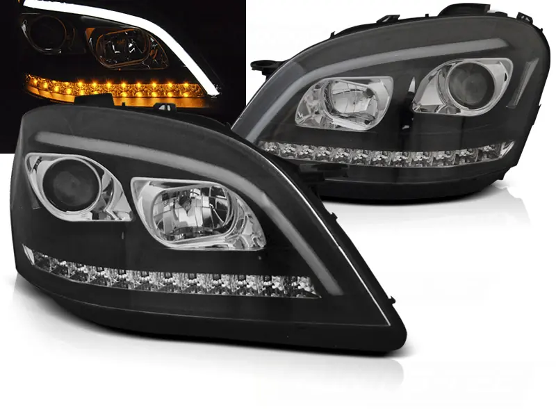 Frontlykter Mercedes-Benz M-Klasse (W164) 2005-2007 TUBE LIGHT BLACK SEQ – bilde 3