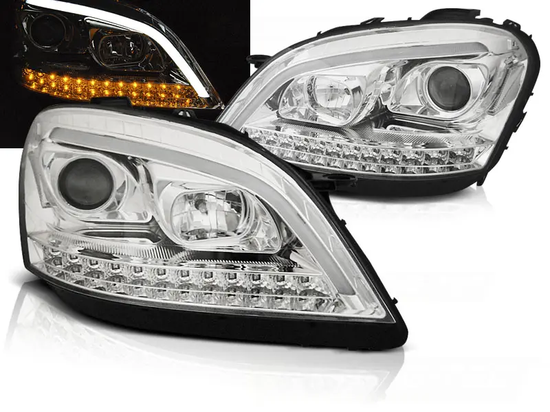 Frontlykter Mercedes-Benz M-Klasse (W164) 2005-2007 TUBE LIGHT CHROME SEQ