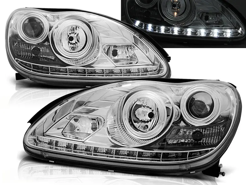 Frontlykter Mercedes-Benz S-Klasse (W220) 1998-2005 DAYLIGHT CHROME – bilde 2