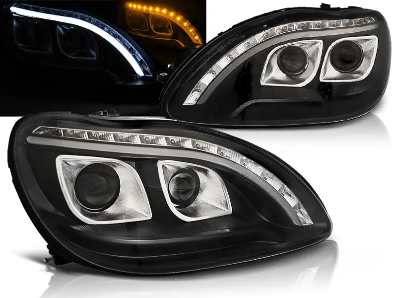 Frontlykter Mercedes-Benz S-Klasse (W220) 1998-2005 TUBE LIGHT BLACK – bilde 2