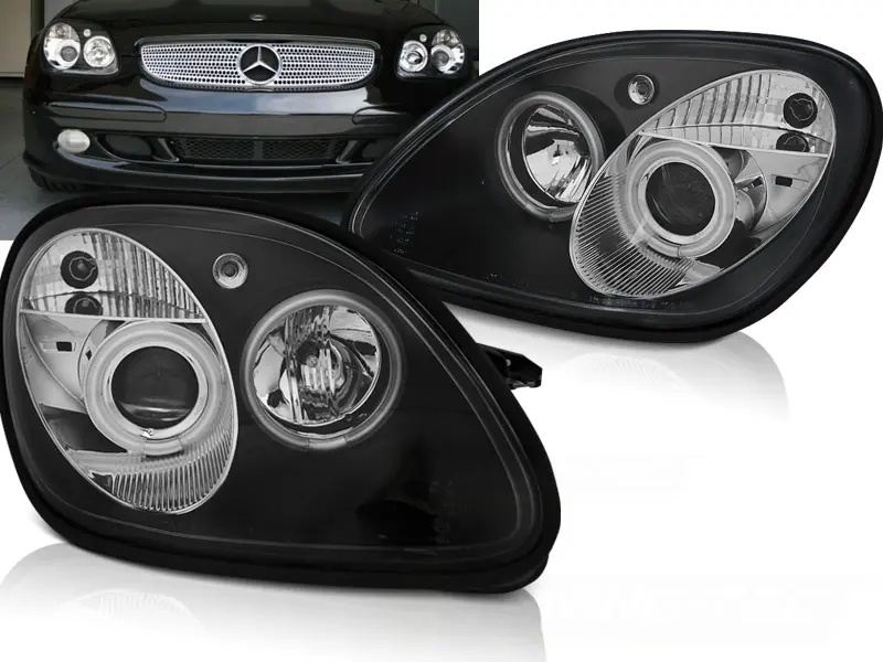 Frontlykter Mercedes-Benz SLK (R170) 1996-2004 ANGEL EYES BLACK