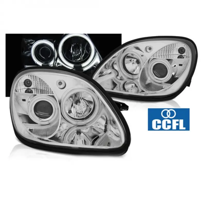 Frontlykter Mercedes-Benz SLK (R170) 1996-2004 ANGEL EYES CCFL CHROME – bilde 2