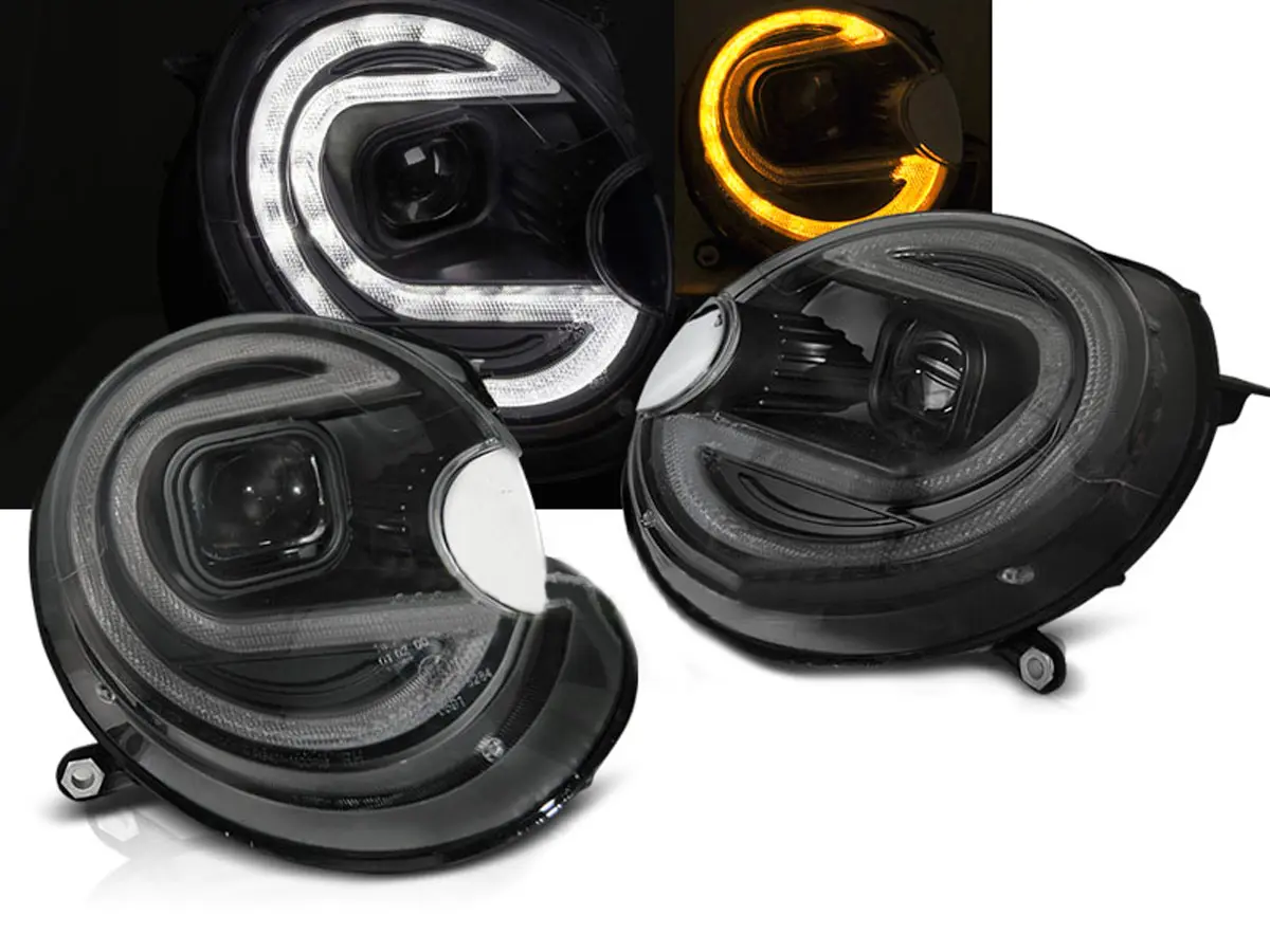 Frontlykter MINI COOPER 2006-2014 TUBE LIGHT BLACK LED HID