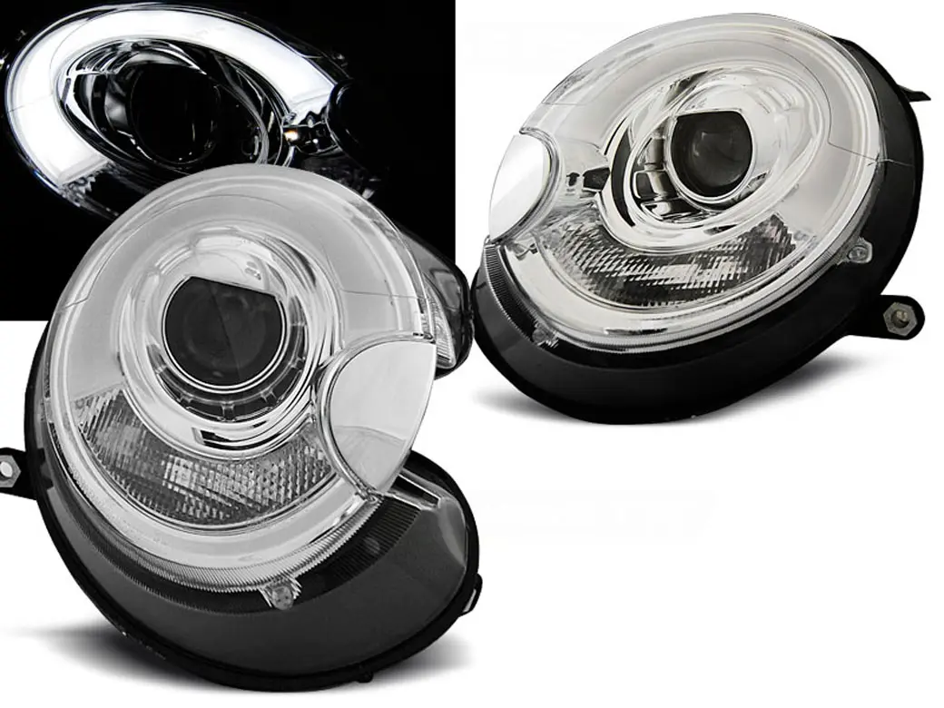 Frontlykter MINI COOPER 2006-2014 TUBE LIGHT CHROME