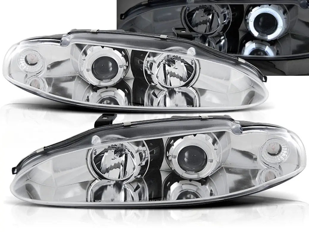 Frontlykter MITSUBISHI ECLIPSE 1995-1996 ANGEL EYES CHROME