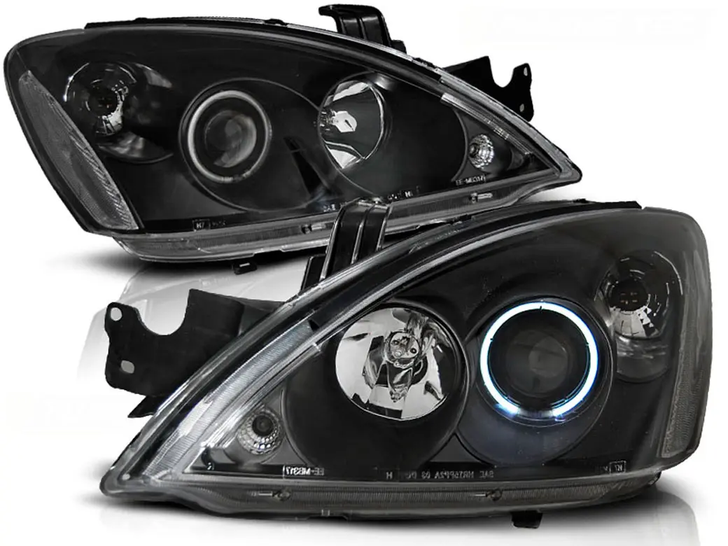Frontlykter MITSUBISHI LANCER 7 2004-2007 ANGEL EYES BLACK