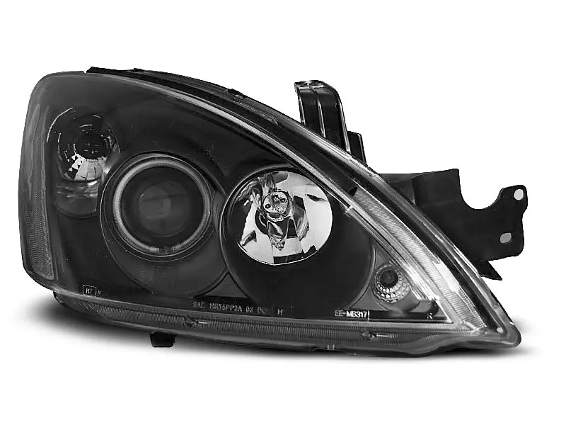 Frontlykter MITSUBISHI LANCER 7 2004-2007 ANGEL EYES BLACK – bilde 2