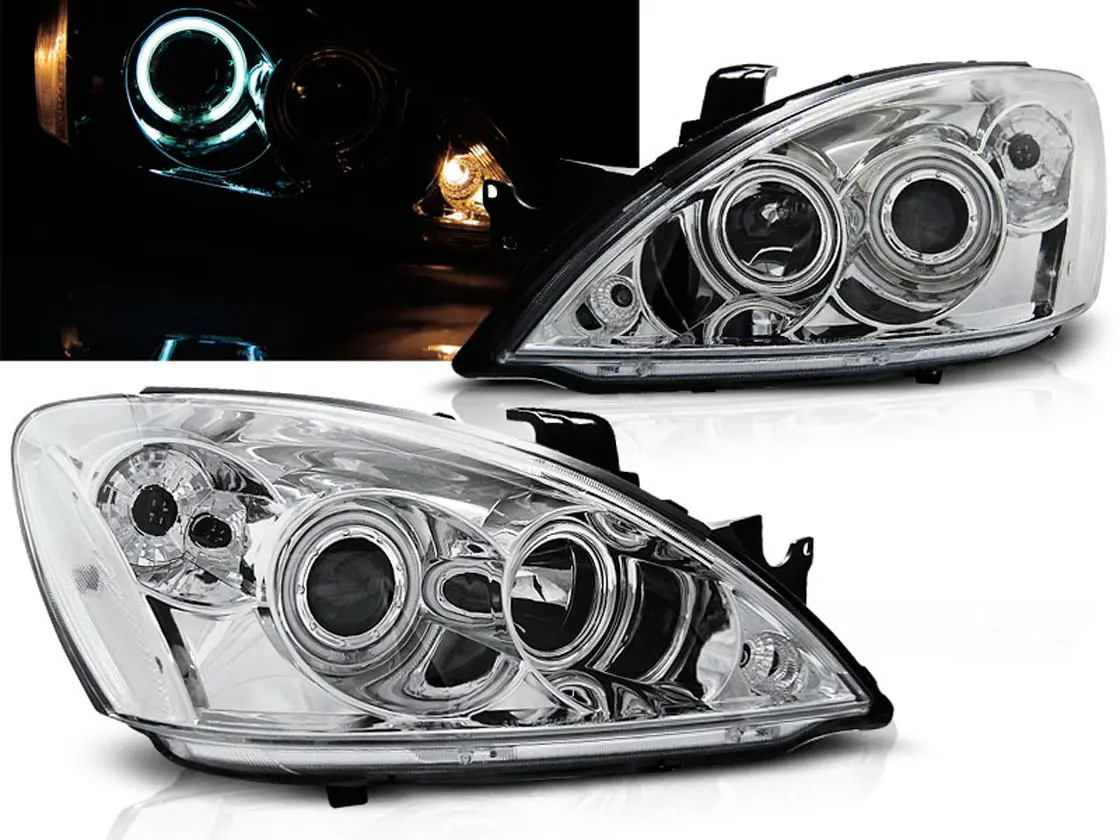 Frontlykter MITSUBISHI LANCER 7 2004-2007 ANGEL EYES CHROME
