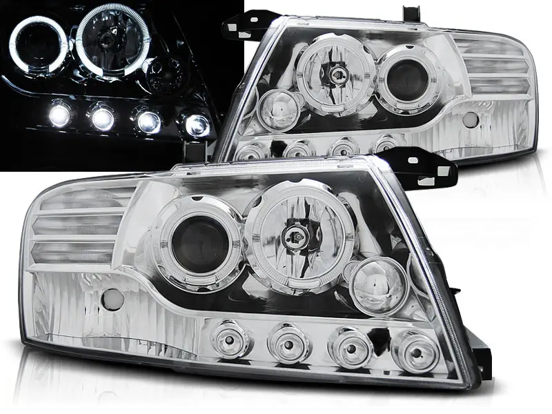 Frontlykter Mitsubishi Pajero III 1999 - 2006 │ ANGEL EYES CHROME