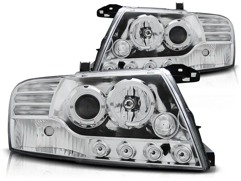 Frontlykter Mitsubishi Pajero III 1999 - 2006 │ ANGEL EYES CHROME – bilde 2