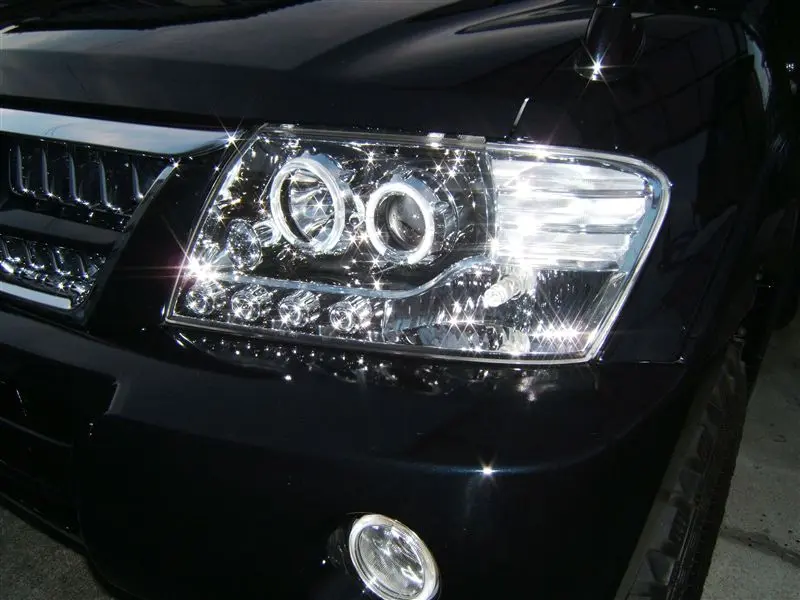 Frontlykter Mitsubishi Pajero III 1999 - 2006 │ ANGEL EYES CHROME – bilde 4