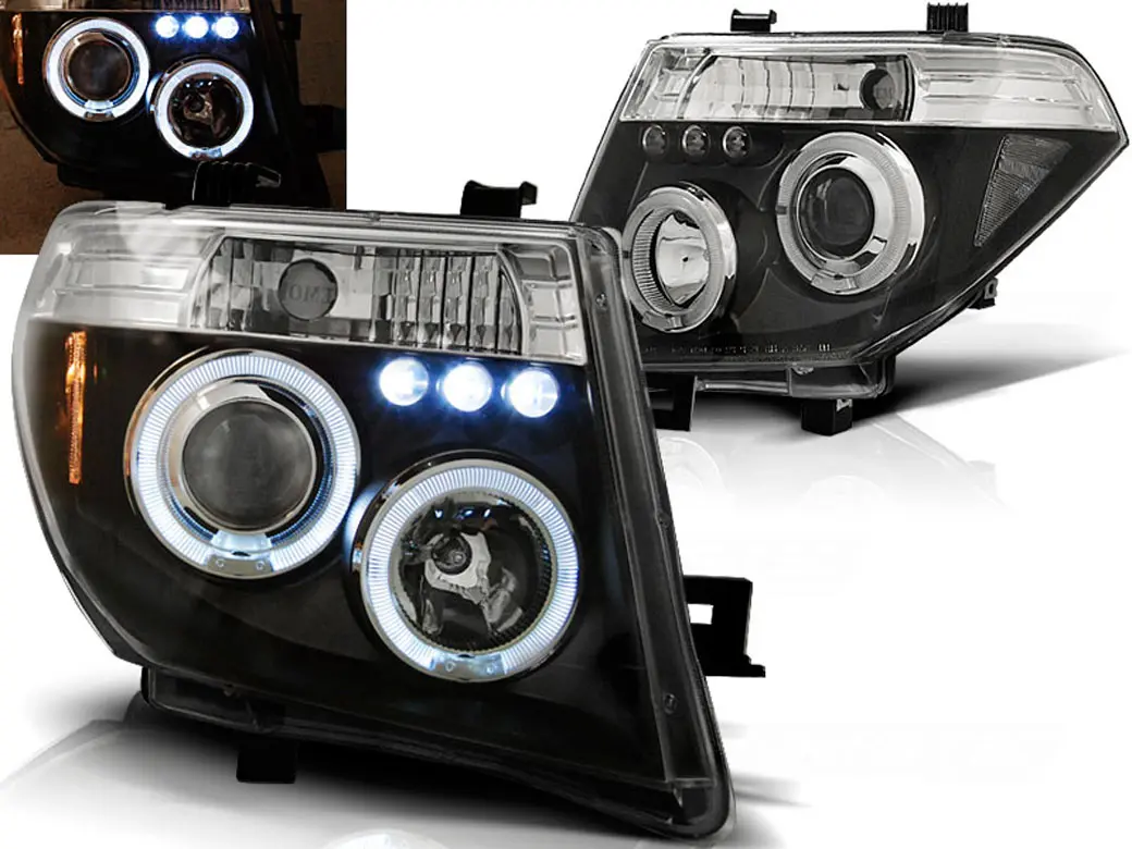 Frontlykter Nissan Navara III (D40) 2005 - 2010 / Nissan Pathfinder III (R51) 2004 - 2010  │ ANGEL EYES BLACK