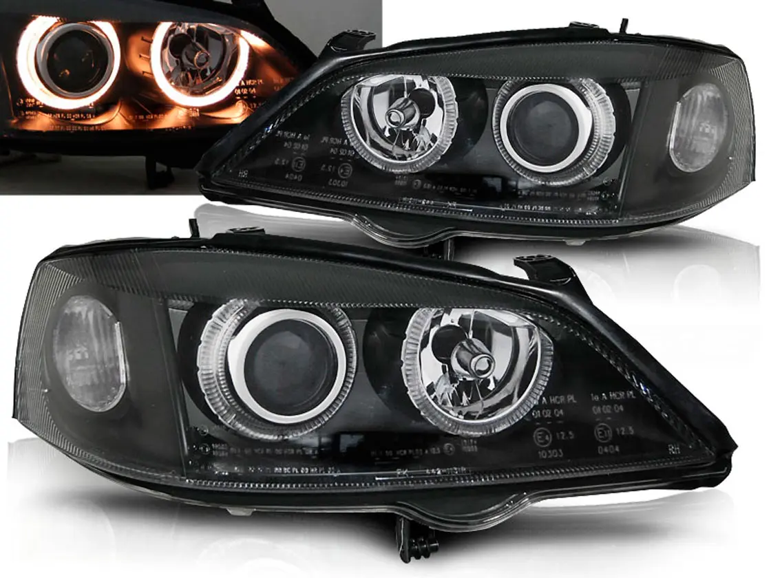 Frontlykter OPEL ASTRA (G) 1997-2004 ANGEL EYES BLACK
