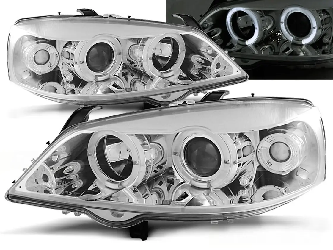 Frontlykter OPEL ASTRA (G) 1997-2004 ANGEL EYES CHROME Image 1