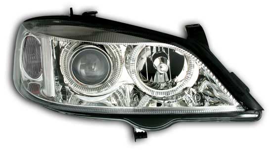 Frontlykter OPEL ASTRA (G) 1997-2004 ANGEL EYES CHROME – bilde 2