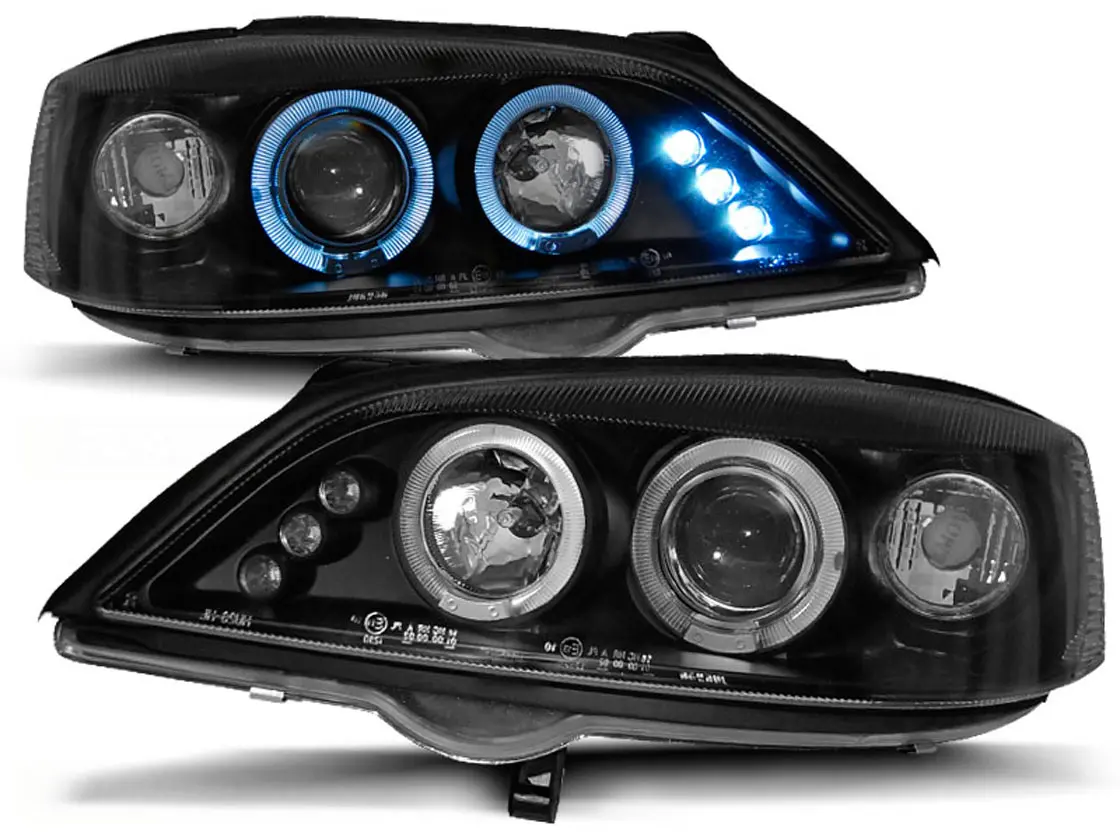 Frontlykter OPEL ASTRA (G) 1998-2004 ANGEL EYES BLACK