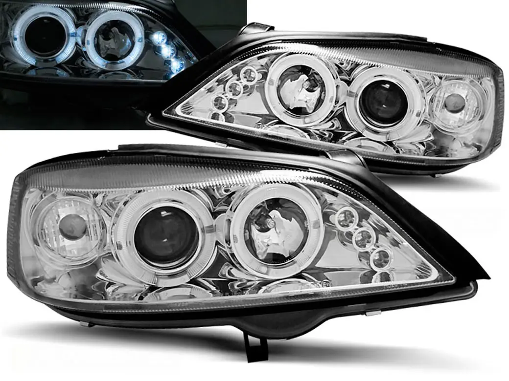 Frontlykter OPEL ASTRA (G) 1998-2004 ANGEL EYES CHROME