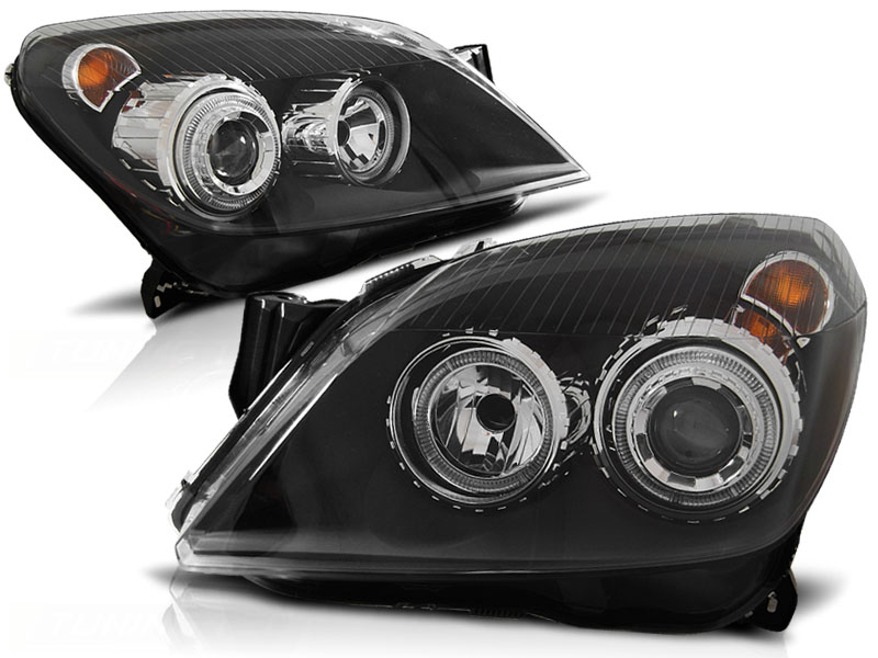 Frontlykter OPEL ASTRA (H) 2004-2009 ANGEL EYES BLACK – bilde 2