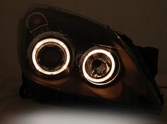 Frontlykter OPEL ASTRA (H) 2004-2009 ANGEL EYES BLACK – bilde 4