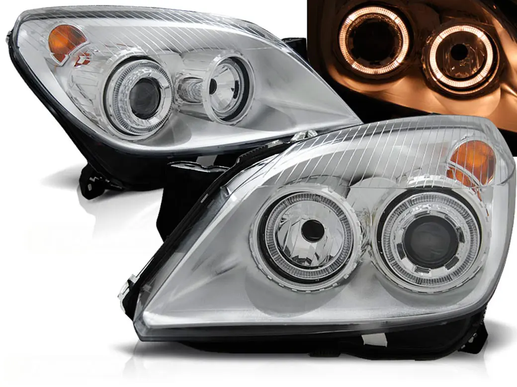 Frontlykter OPEL ASTRA (H) 2004-2009 ANGEL EYES CHROME