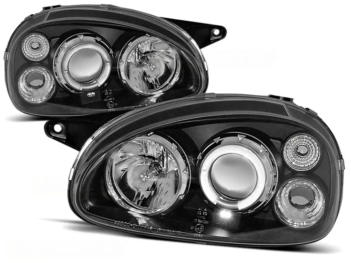 Frontlykter OPEL CORSA (B) 1993-2000 ANGEL EYES BLACK