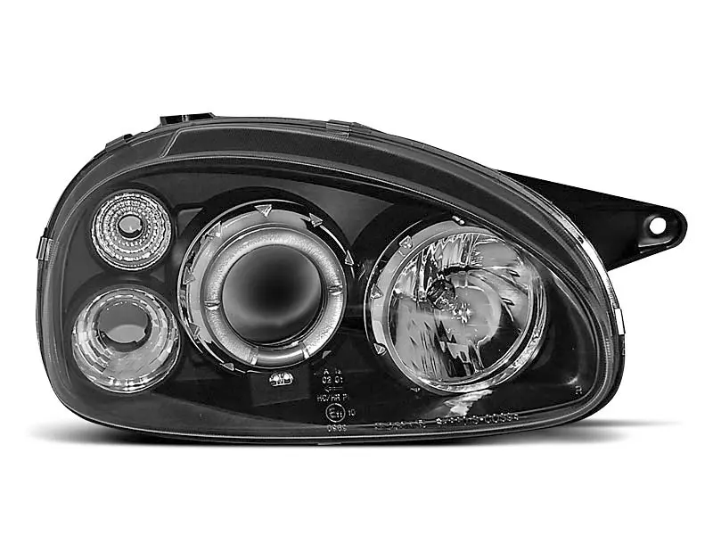 Frontlykter OPEL CORSA (B) 1993-2000 ANGEL EYES BLACK – bilde 2