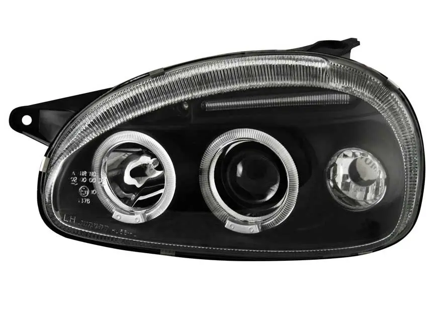 Frontlykter OPEL CORSA (B) 1993-2000 ANGEL EYES BLACK – bilde 2
