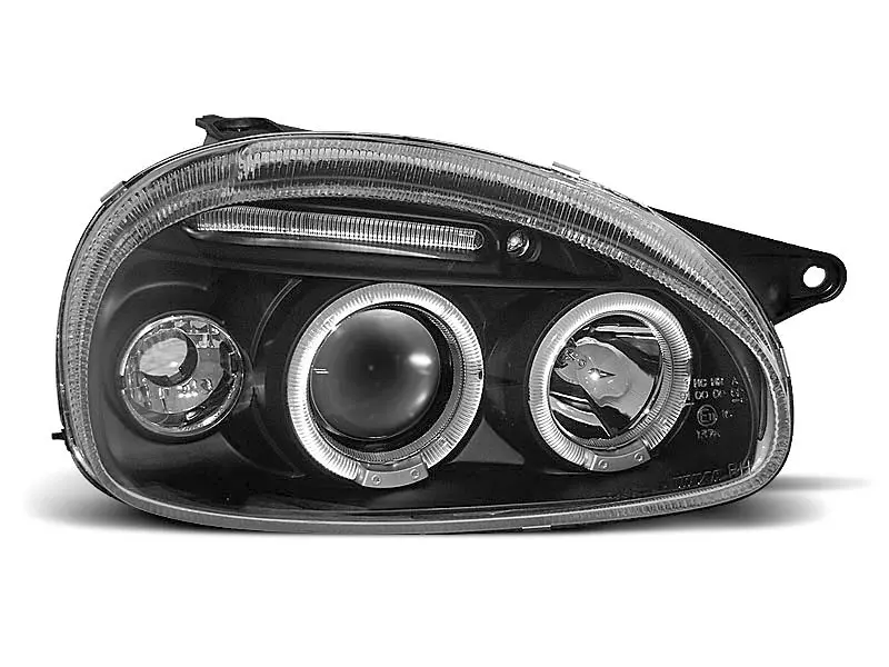 Frontlykter OPEL CORSA (B) 1993-2000 ANGEL EYES BLACK – bilde 3