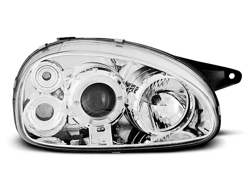 Frontlykter OPEL CORSA (B) 1993-2000 ANGEL EYES CHROME – bilde 2