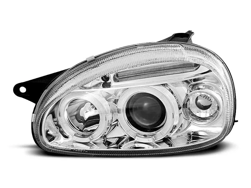 Frontlykter OPEL CORSA (B) 1993-2000 ANGEL EYES CHROME – bilde 3