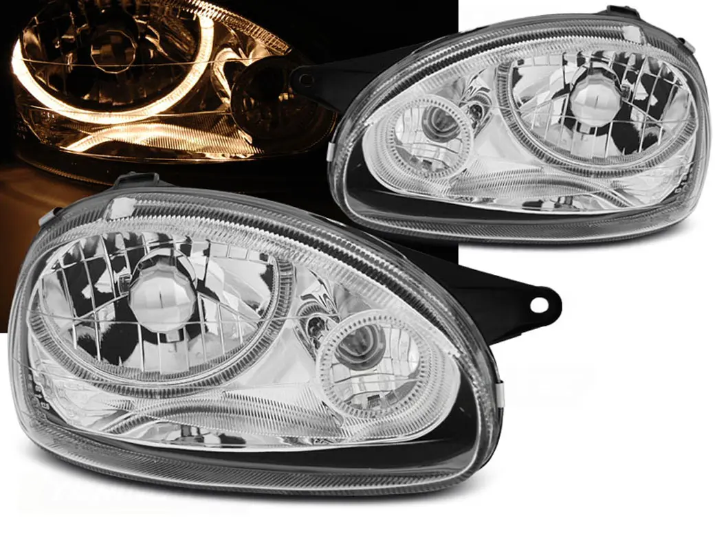 Frontlykter OPEL CORSA (B) 1993-2000 ANGEL EYES CHROME