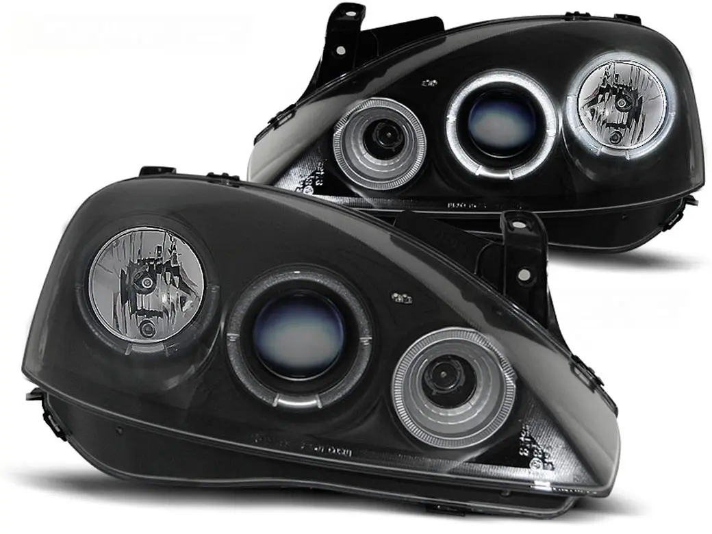 Frontlykter OPEL CORSA (C) 2000-2006 ANGEL EYES BLACK