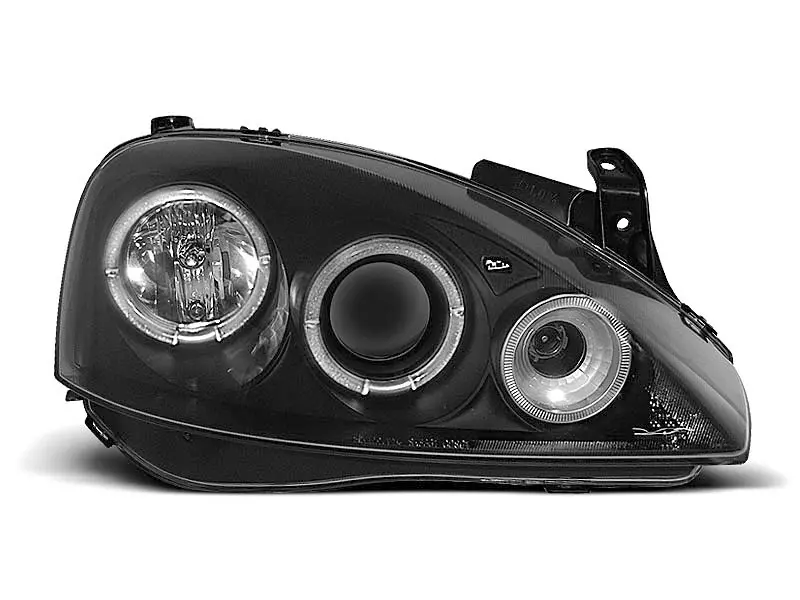 Frontlykter OPEL CORSA (C) 2000-2006 ANGEL EYES BLACK – bilde 3